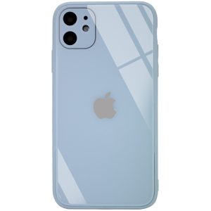 TPU+Glass чехол GLOSSY Logo Full camera для Iphone 11 – Голубой
