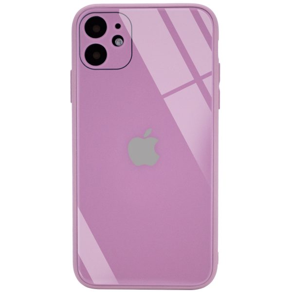 Чохол TPU+Glass GLOSSY Logo Сamera для Iphone 11 Ліловий / Lilac Pride