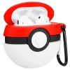 Силиконовый чехол для наушников Pokemon series + карабин для Apple Airpods – Покебол / Красно-белый
