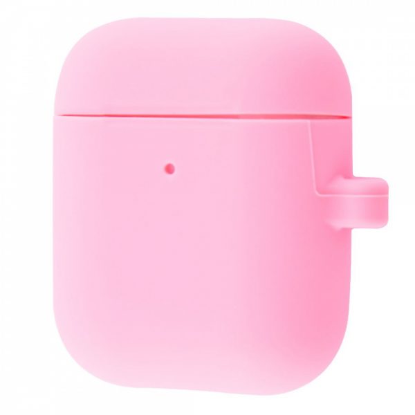 Чохол Silicone Slim з карабіном для Apple Airpods 1/2 Pink