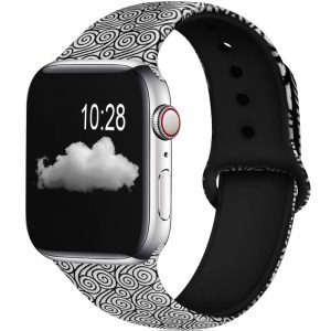 Ремешок силиконовый с рисунком для Apple Watch 42 mm / 44 mm / 45 mm / 49 mm – Черно-белые узоры