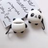 Силиконовый чехол для наушников Panda + карабин для Apple Airpods – Черно-белый 81838