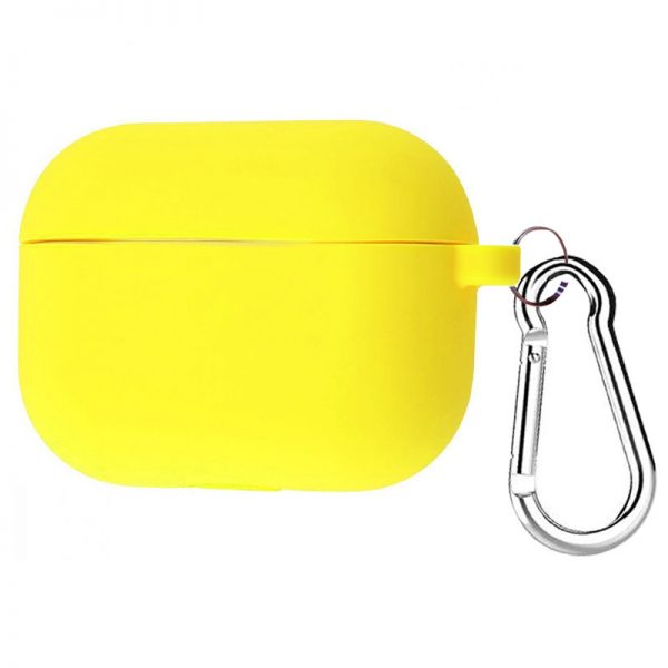 Силиконовый чехол для наушников + карабин для Apple Airpods Pro – Желтый / Bright Yellow