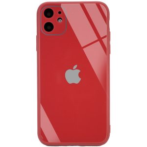 TPU+Glass чехол GLOSSY Logo Full camera для Iphone 11 – Красный