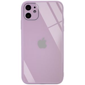 TPU+Glass чехол GLOSSY Logo Full camera для Iphone 11 – Розовый / Pink Sand