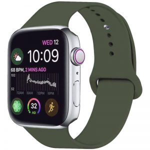 Ремешок силиконовый для Apple Watch 42 mm / 44 mm / SE 44 mm / 45mm – Зеленый / Forest green