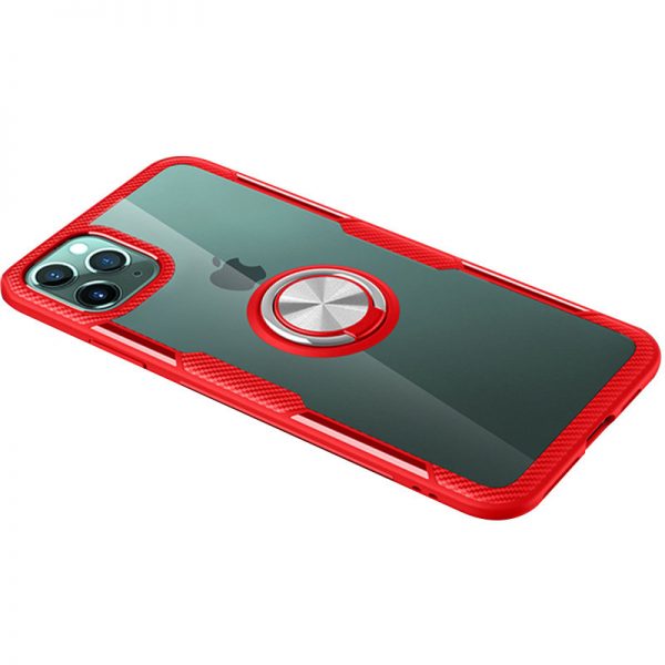 Чехол TPU+PC Deen CrystalRing с креплением под магнитный держатель для Iphone 11 Pro Max — Красный