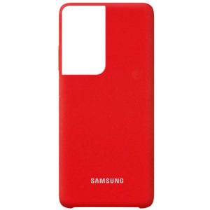 Оригинальный чехол Silicone Case с микрофиброй для Samsung Galaxy S21 Ultra – Красный / Red