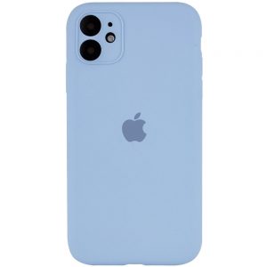Оригинальный чехол Silicone Case Full Camera Protective с микрофиброй для Iphone 12 – Голубой / Lilac Blue