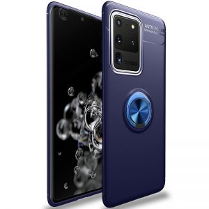 Cиликоновый чехол Deen ColorRing c креплением под магнитный держатель для Samsung Galaxy S20 Ultra  – Синий