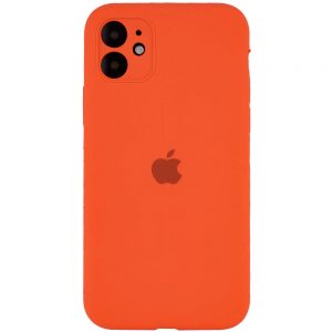 Оригинальный чехол Silicone Case Full Camera Protective с микрофиброй для Iphone 12 – Оранжевый / Kumquat