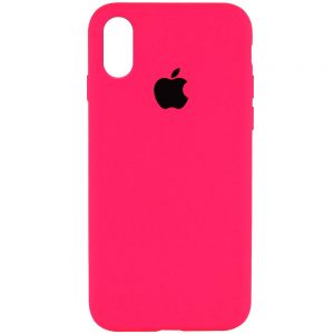 Оригинальный чехол Silicone Case 360 с микрофиброй для Iphone X / XS – Розовый / Barbie pink