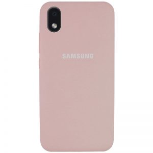 Оригинальный чехол Silicone Cover 360 с микрофиброй для Samsung Galaxy A01 Core / M01 Core – Розовый  / Pink Sand