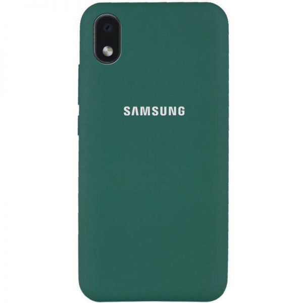 Оригинальный чехол Silicone Cover 360 с микрофиброй для Samsung Galaxy A01 Core / M01 Core – Зеленый / Pine green