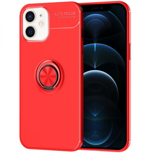 Cиликоновый чехол Deen ColorRing c креплением под магнитный держатель для Iphone 12 Mini – Красный
