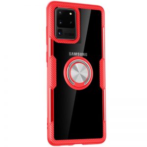 Чехол TPU+PC Deen CrystalRing с креплением под магнитный держатель для Samsung Galaxy S20 Ultra — Красный