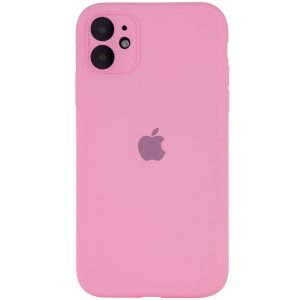 Оригинальный чехол Silicone Case Full Camera Protective с микрофиброй для Iphone 12 – Розовый / Light pink