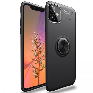 Cиликоновый чехол Deen ColorRing c креплением под магнитный держатель для Iphone 12 Mini – Черный