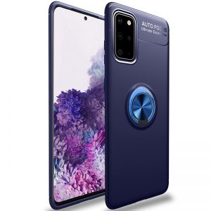 Cиликоновый чехол Deen ColorRing c креплением под магнитный держатель для Samsung Galaxy S20 – Синий