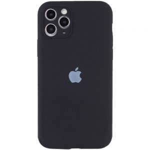 Оригинальный чехол Silicone Case Full Camera Protective с микрофиброй для Iphone 12 Pro – Черный / Black