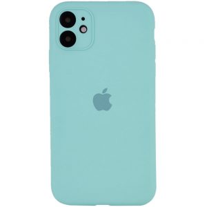Оригинальный чехол Silicone Case Full Camera Protective с микрофиброй для Iphone 12 – Бирюзовый / Ice Blue