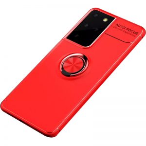 Cиликоновый чехол Deen ColorRing c креплением под магнитный держатель для Samsung Galaxy S21 Ultra – Красный