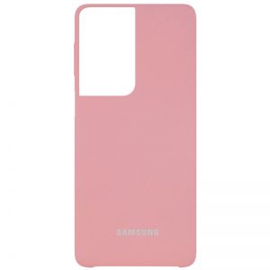 Оригинальный чехол Silicone Case с микрофиброй для Samsung Galaxy S21 Ultra – Розовый / Pudra