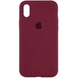 Оригинальный чехол Silicone Case 360 с микрофиброй для Iphone XR – Бордовый / Plum