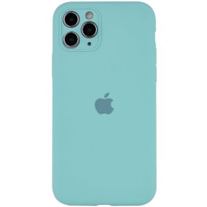 Оригинальный чехол Silicone Case Full Camera Protective с микрофиброй для Iphone 12 Pro – Бирюзовый / Ice Blue