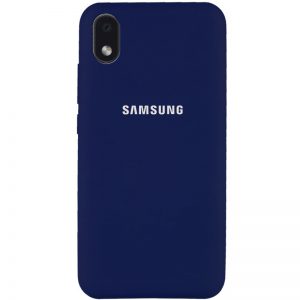 Оригинальный чехол Silicone Cover 360 с микрофиброй для Samsung Galaxy A01 Core / M01 Core – Темно-синий / Midnight blue