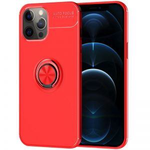 Cиликоновый чехол Deen ColorRing c креплением под магнитный держатель для Iphone 12 Pro Max – Красный