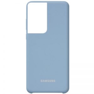 Оригинальный чехол Silicone Case с микрофиброй для Samsung Galaxy S21 Ultra – Голубой / Lilac Blue