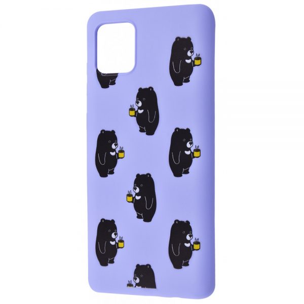 TPU чехол WAVE Fancy Case для Samsung Galaxy Note 10 Lite – Bears with tea / Light purple