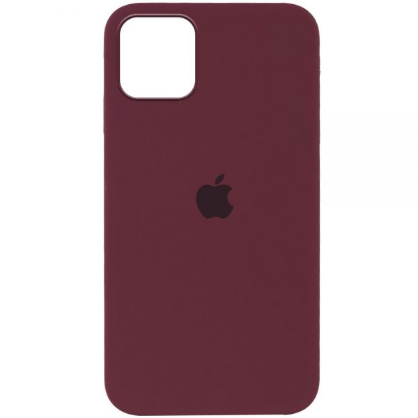 Оригинальный чехол Silicone Cover 360 с микрофиброй для Iphone 12 Pro / 12 – Бордовый / Plum