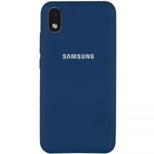 Оригинальный чехол Silicone Cover 360 с микрофиброй для Samsung Galaxy A01 Core / M01 Core – Синий / Navy Blue