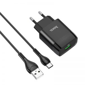 Сетевое зарядное устройство Hoco C72Q Qualcomm Quick Charge 3.0 + кабель Type-C 1USB / 18W – Black
