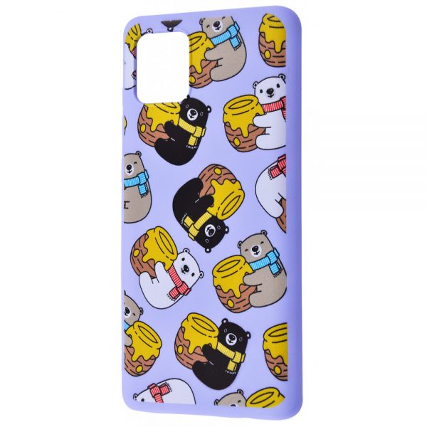 TPU чехол WAVE Fancy Case для Samsung Galaxy Note 10 Lite – Bears with a barrel of honey / Light purple