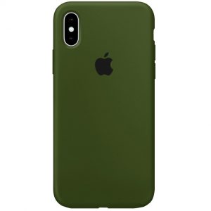 Оригинальный чехол Silicone Case 360 с микрофиброй для Iphone X / XS – Зеленый / Army green