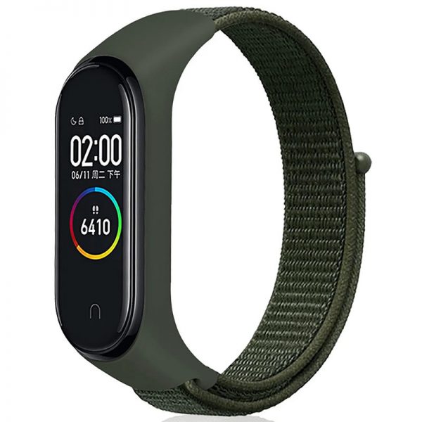 Ремінець Nylon для Xiaomi Mi Band 3/4/5/6 Зелений