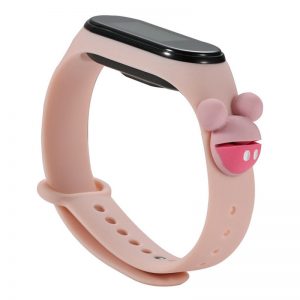 Силиконовый ремешок Cartoon Face для Xiaomi Mi Band 3 / 4 – Розовый / Микки Маус