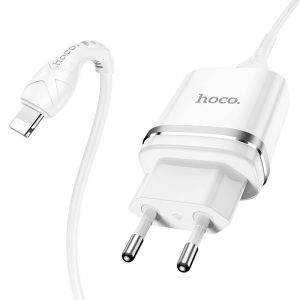 Сетевое зарядное устройство Hoco N1 Ardent + кабель Lightning 1USB / 2.4A – White