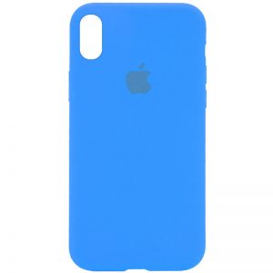 Оригинальный чехол Silicone Case 360 с микрофиброй для Iphone X / XS – Голубой / Blue
