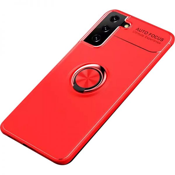 Cиликоновый чехол Deen ColorRing c креплением под магнитный держатель для Samsung Galaxy S21 – Красный