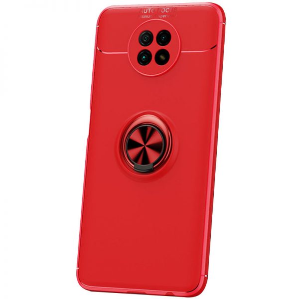 Cиликоновый чехол Deen ColorRing c креплением под магнитный держатель для Xiaomi Redmi Note 9T  – Красный