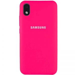 Оригинальный чехол Silicone Cover 360 с микрофиброй для Samsung Galaxy A01 Core / M01 Core – Розовый / Barbie pink
