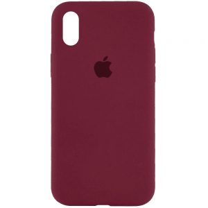Оригинальный чехол Silicone Case 360 с микрофиброй для Iphone X / XS – Бордовый / Plum