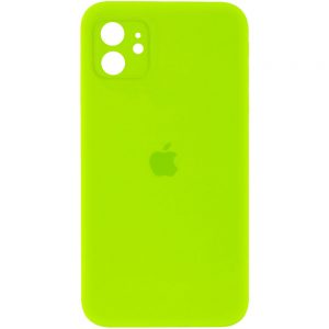 Оригинальный чехол Silicone Cover 360 Square с защитой камеры для Iphone 11 – Салатовый / Neon green