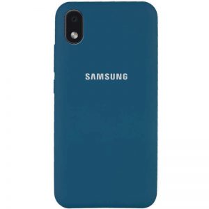 Оригинальный чехол Silicone Cover 360 с микрофиброй для Samsung Galaxy A01 Core / M01 Core – Синий / Cosmos Blue