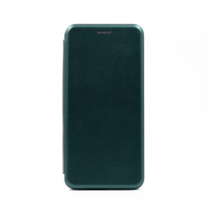 Кожаный чехол-книжка 360 с визитницей для Samsung Galaxy J3 2016 (J310 / J320) – Темно-зеленый