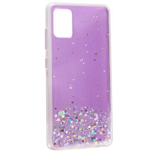 Cиликоновый чехол с блестками Shine Glitter для Samsung Galaxy A31 – Прозрачный / Сиреневый